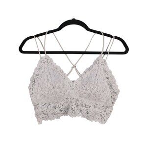 White Lace PINK Victoria's secret Bralette With Strappy Back Design And Stretch